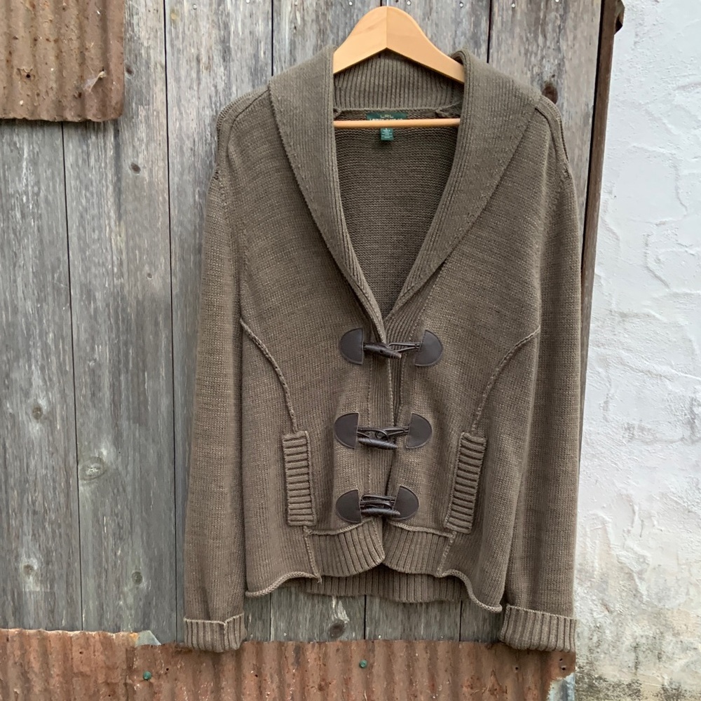 Lauren Ralph Lauren Taupe Toggle Cardigan - Picture 8 of 8